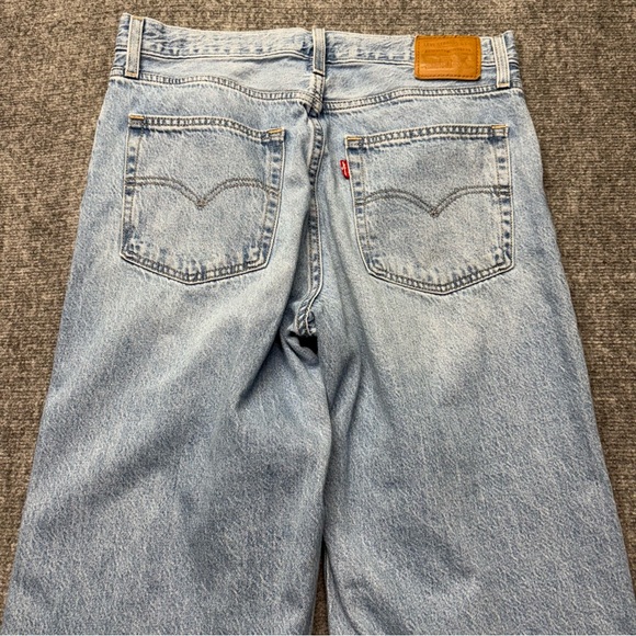 Levis Premium Jeans Womens 30x30 Blue Baggy Dad Distressed Denim Wide Leg Big E - Picture 15 of 16
